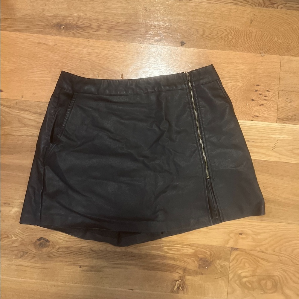 Black Faux Leather Mini Skort